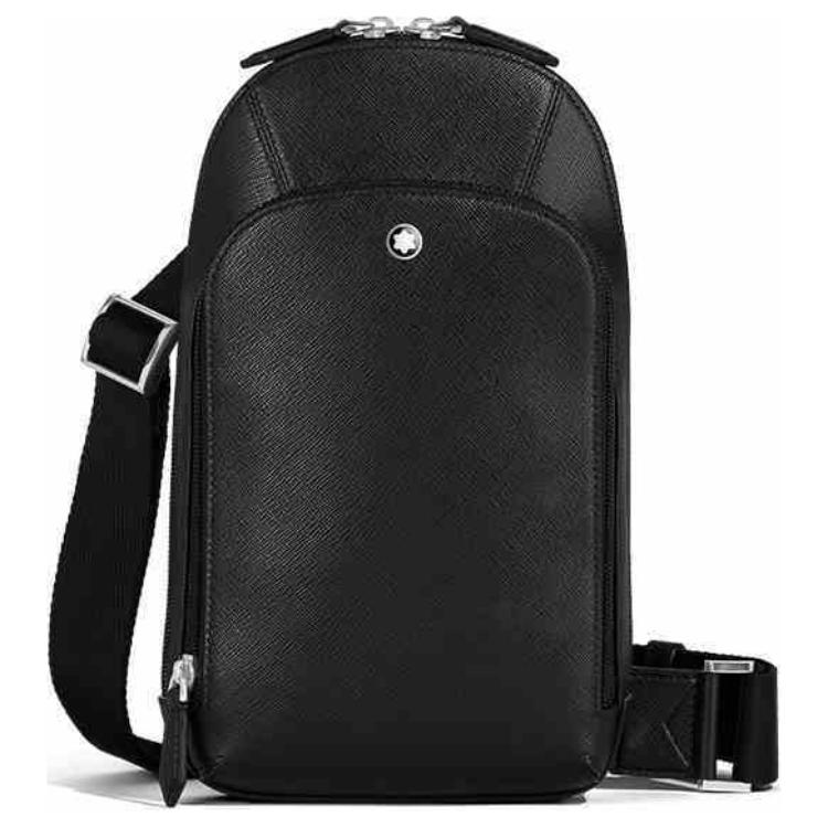 Montblanc Artisan Series Hexagonal Five-Star Logo Zipper Closure Shoulder Crossbody Bag Leather Chest Bag Women bags Black 199368