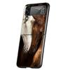 Роскошный Чехол Для Телефона Для Samsung Galaxy Z Flip 3 4 5 6 Жесткий Черный Складной ПК Для Samsung Z Flip3 Flip4 Flip5 Чехол Лошадь Животное