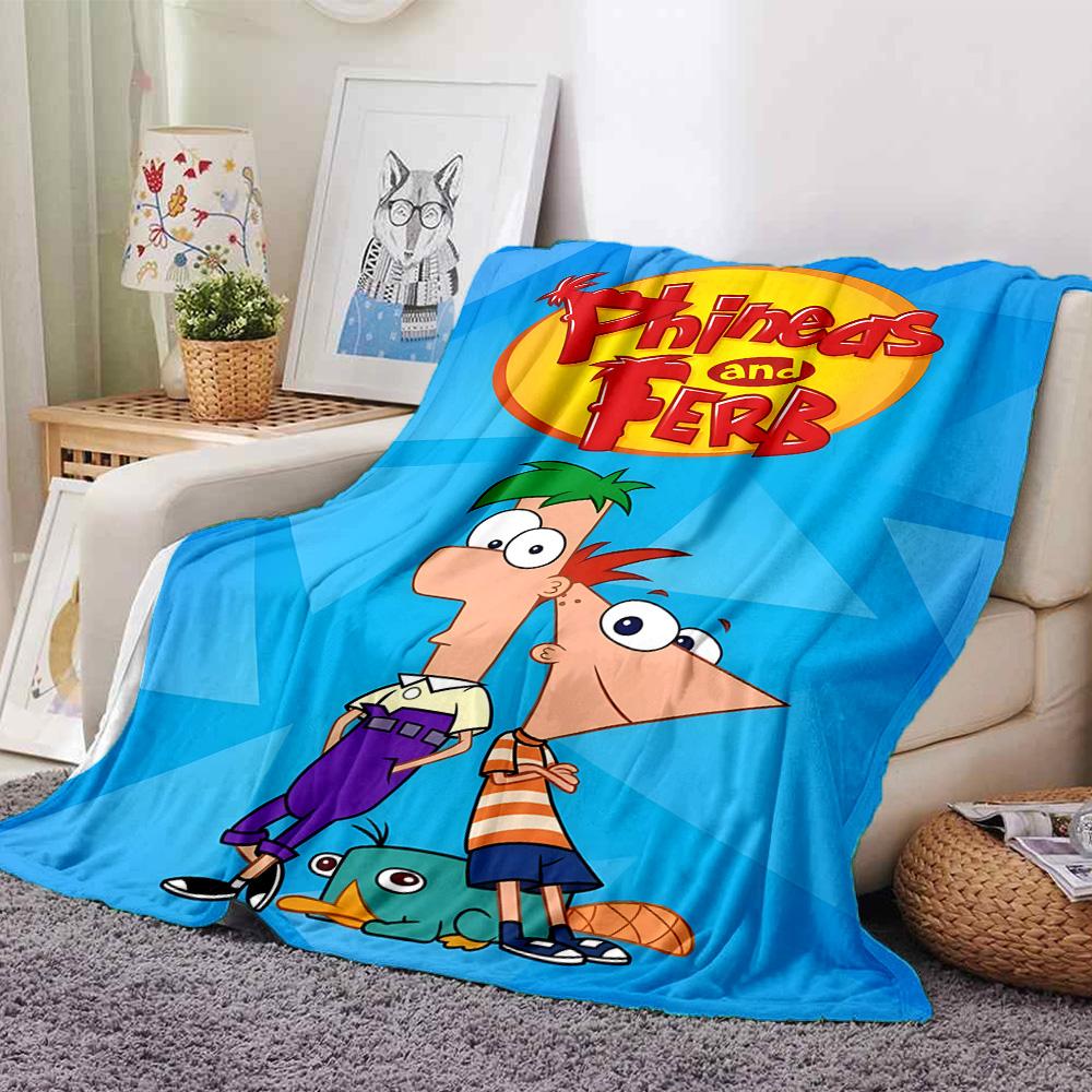 1pc Phineas and Ferb1 Blanket, Gift, for Men and Women, Soft Blanket, Good for Sofa Bed Couch Travel, Lightweight Flannel Blanket