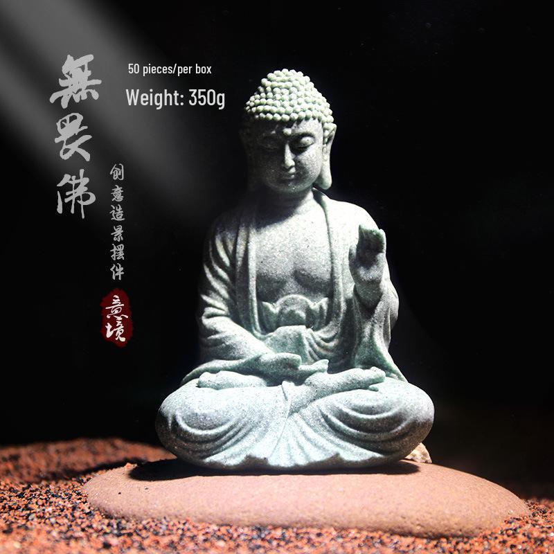 Китайская статуя Будды из песчаника - Декор для внутреннего сада и аквариума