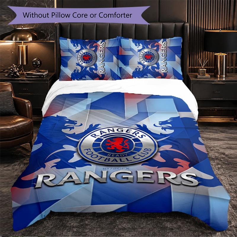 Rangers FC Themed Bedding 3Pcs Duvet Cover Set Decorative Bed Linen For Teen Room Home Decoration