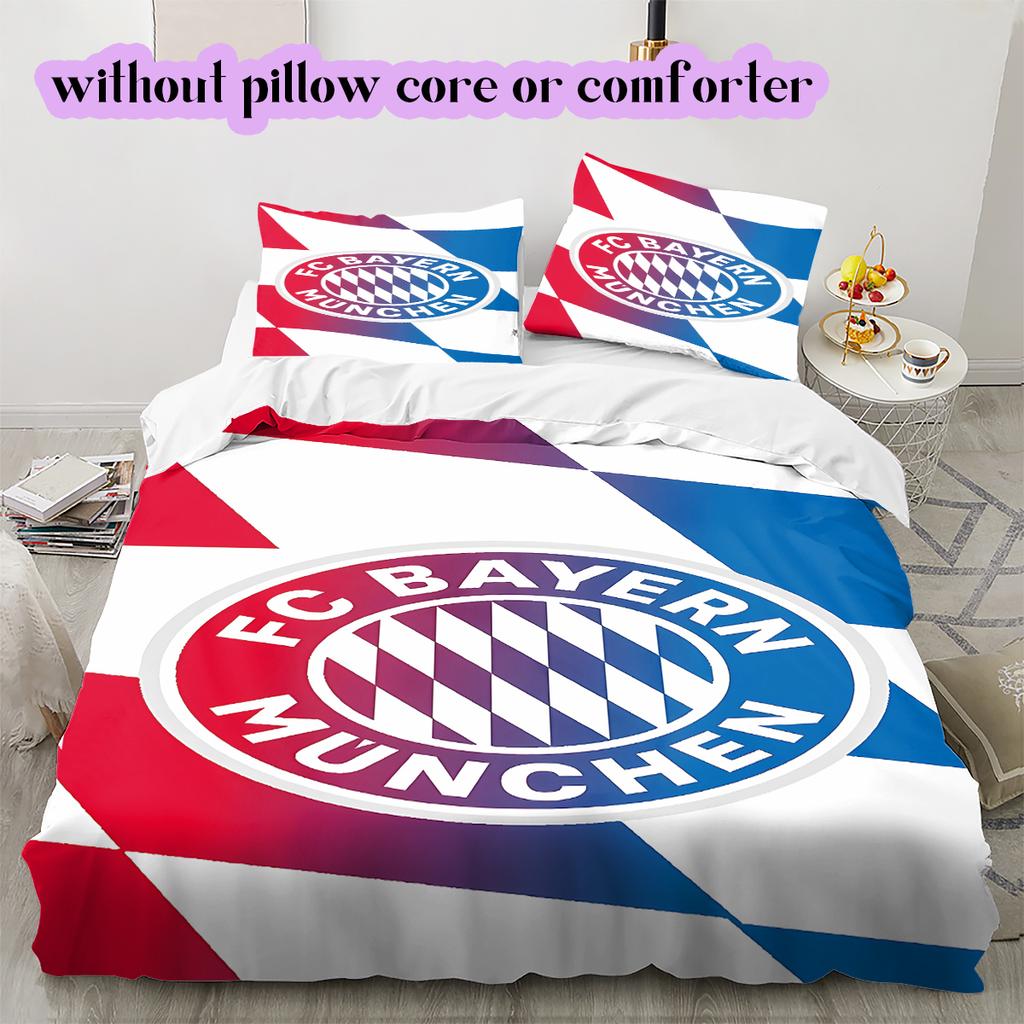 FC Bayern Munich Pattern Bedding Quilt Set Quilt Cover Pillowcase Home Decoration Birthday Gift (1 * duvet cover + 2 * pillowcase, without core)