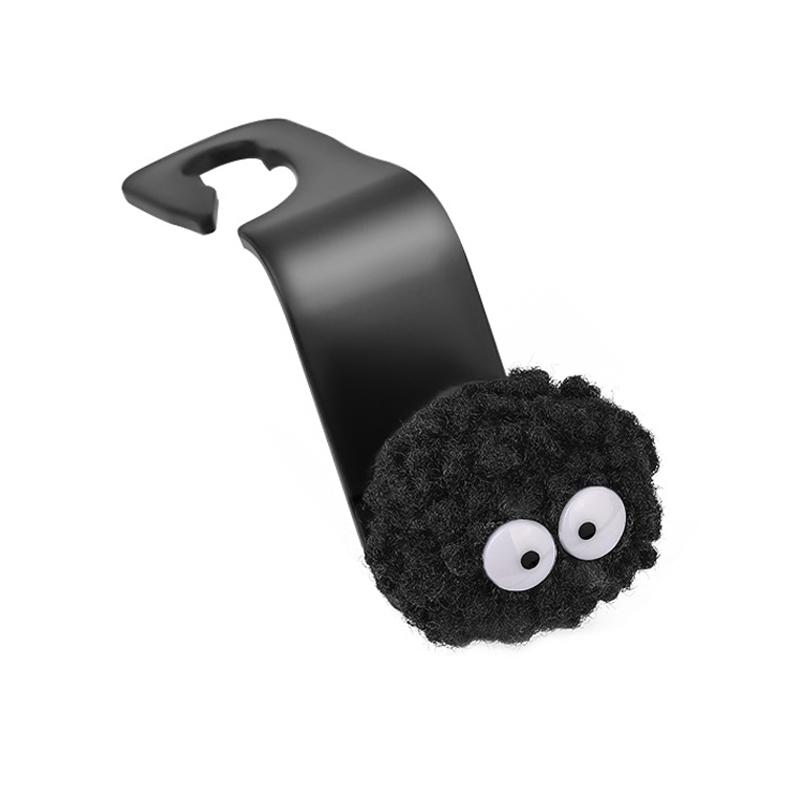Cute Curly Hair Ball Car Seat Back Hook Backrest Hanger Portable Auto Seat Headrest Holder for Bags Clothes Coats Storage