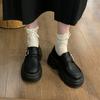 Thick-soled Black Small Leather Shoes Women's 2025 New Spring and Autumn British Style Thick Heel Heightened Round Head Japanese Jk Loafer Single Sh