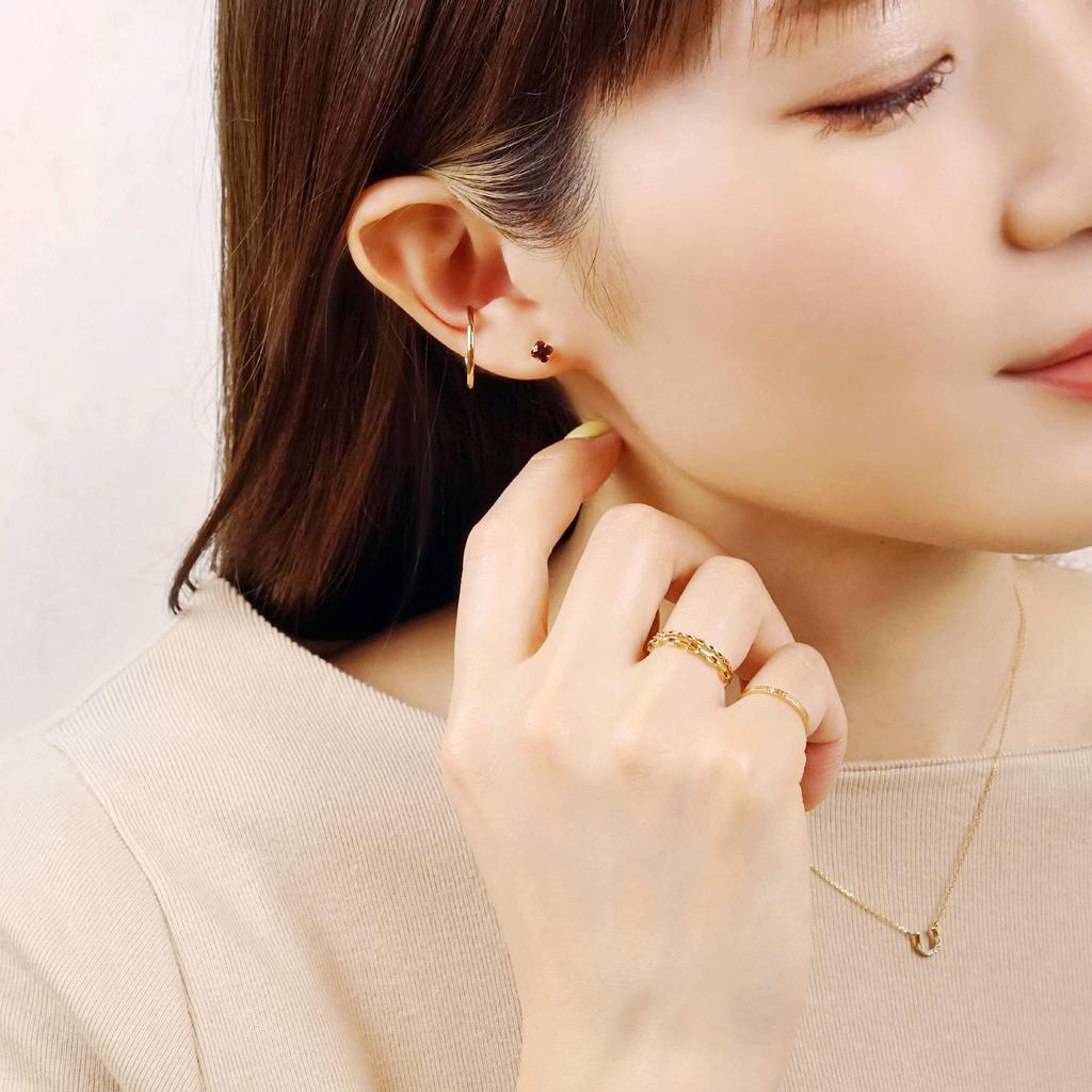 K18 Lily Cut Garnet Earrings [TAKE-UP] [Second Earrings] (YG)