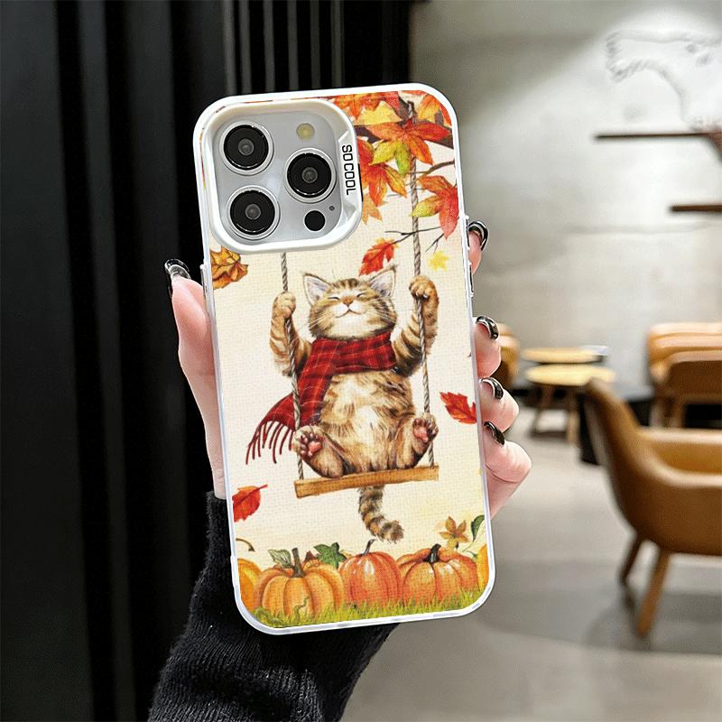 Тыква Счастливой Осени Мягкий Чехол для Телефона iPhone 15 16 17 Pro Max 17Air 16E 14 Plus 13 12 Mini Ударопрочный Задний Корпус