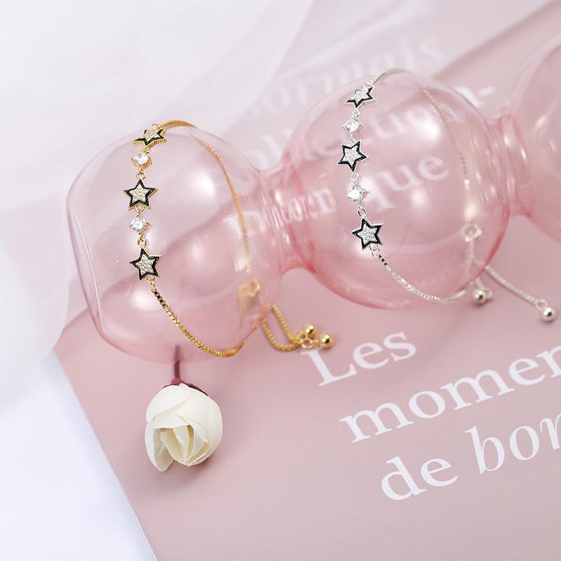 S925 Серебро Холодный Стиль Черный Браслет с Пятиконечной Звездой Ins Niche Design Легкие Роскошные Персонализированные Ювелирные Изделия Bestie