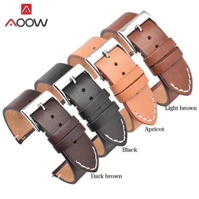 Ремешок из натуральной кожи 12/14/16/18/20/22/24 мм, быстросъемная пряжка из нержавеющей стали для мужчин и женщин, сменный браслет, темно-коричневый