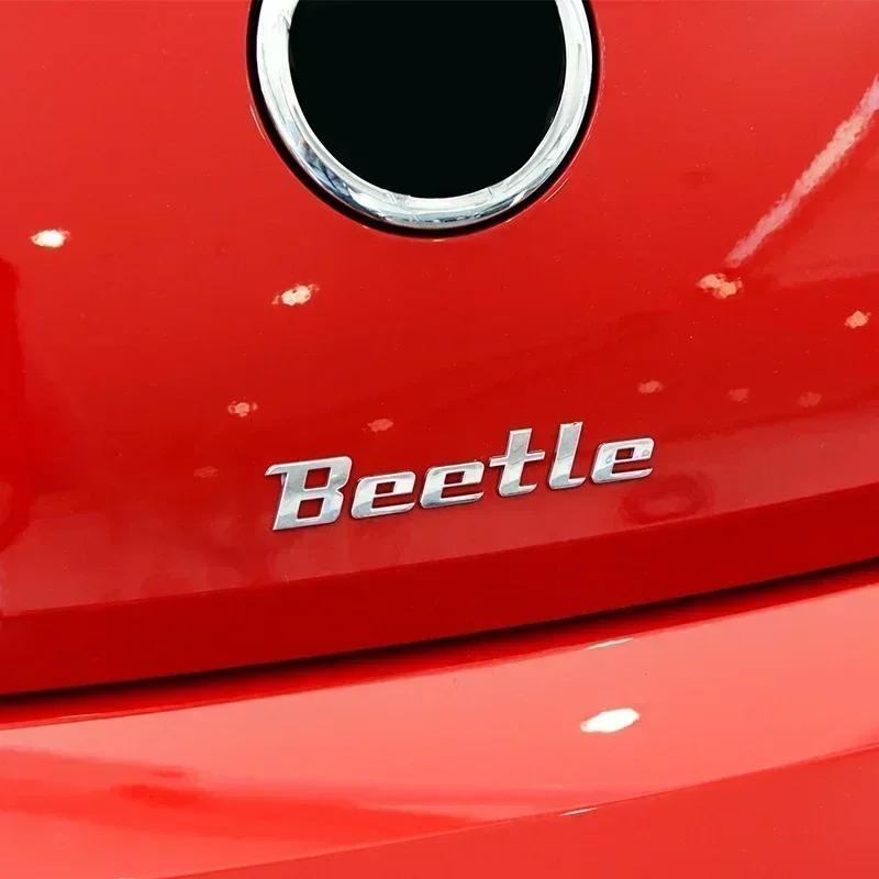 BNT1 3D Metal logo Sticker Beetle Emblem Badge Chrome Black Red Letter Decal For Volkswagen VW Beetle Rear Trunk Decor Accessories FY1