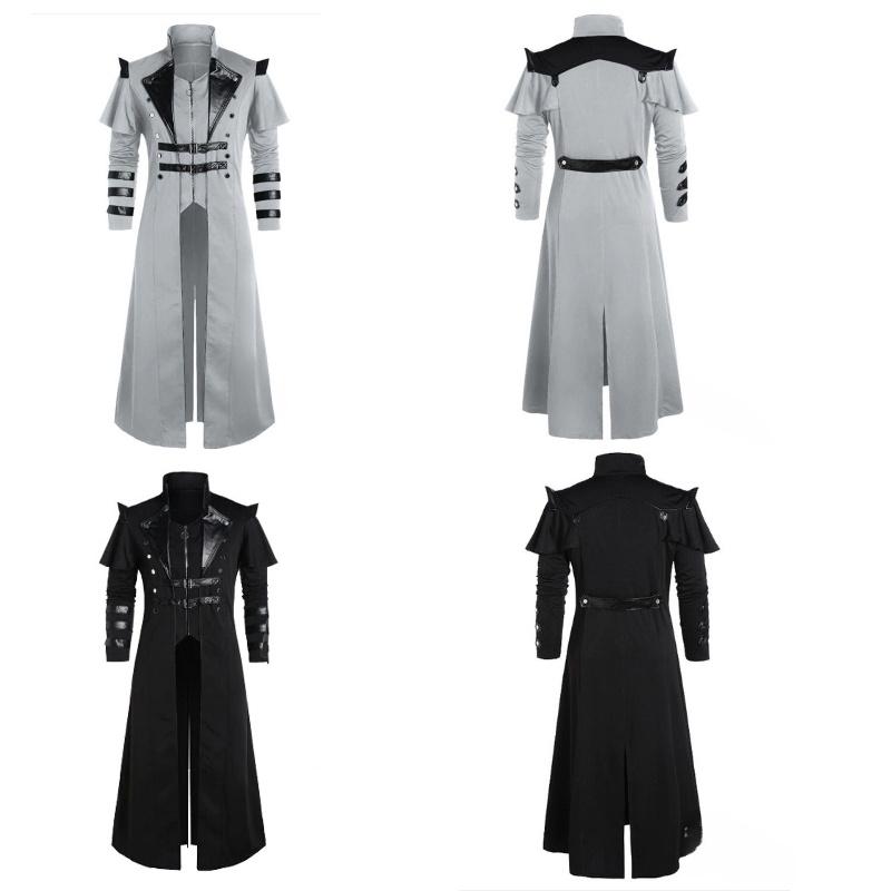 Ретро Длинное Шерстяное Пальто с Разрезом для Сценических Постановок и Модных Фотосессий