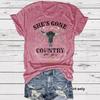 Футболка женская с коротким рукавом She's Gone Country Bull Skull со звездами Футболка с графическим принтом Western Cowboy