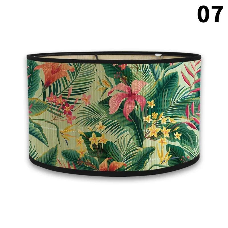 E27 Винтажные абажуры с цветочным принтом из бамбука ручной работы, чехол для лампы для бара, кафе, настенный светильник, люстра для домашнего декора