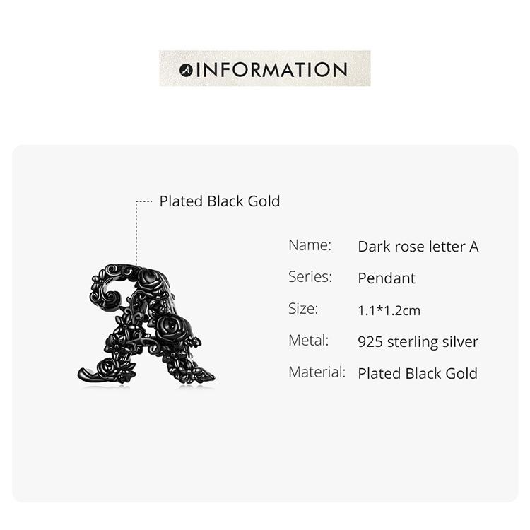 WOSTU 925 Sterling Silver Moonlight Rose & Skull Heart-shaped Rose & Letter A Charms Beads for Women DIY Original Bracelet Necklace Fashion Jewelry