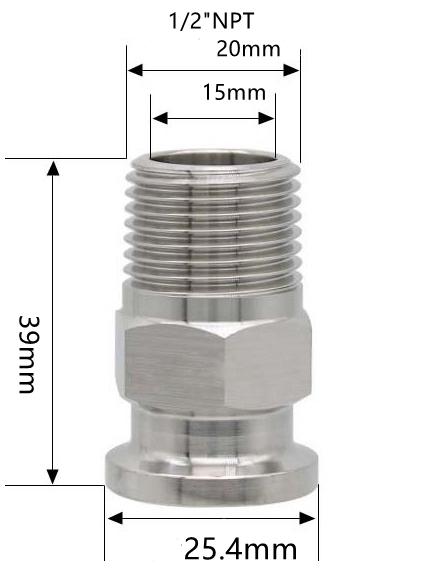 1/4" 3/8" 1/2" 3/4" 1" -4" NPT Наружная резьба x 0.5" 0.75" 1.5" 2" -4" Соединение Tri Clamp Трубопроводная арматура Нержавеющая сталь 304 316L Санитарная