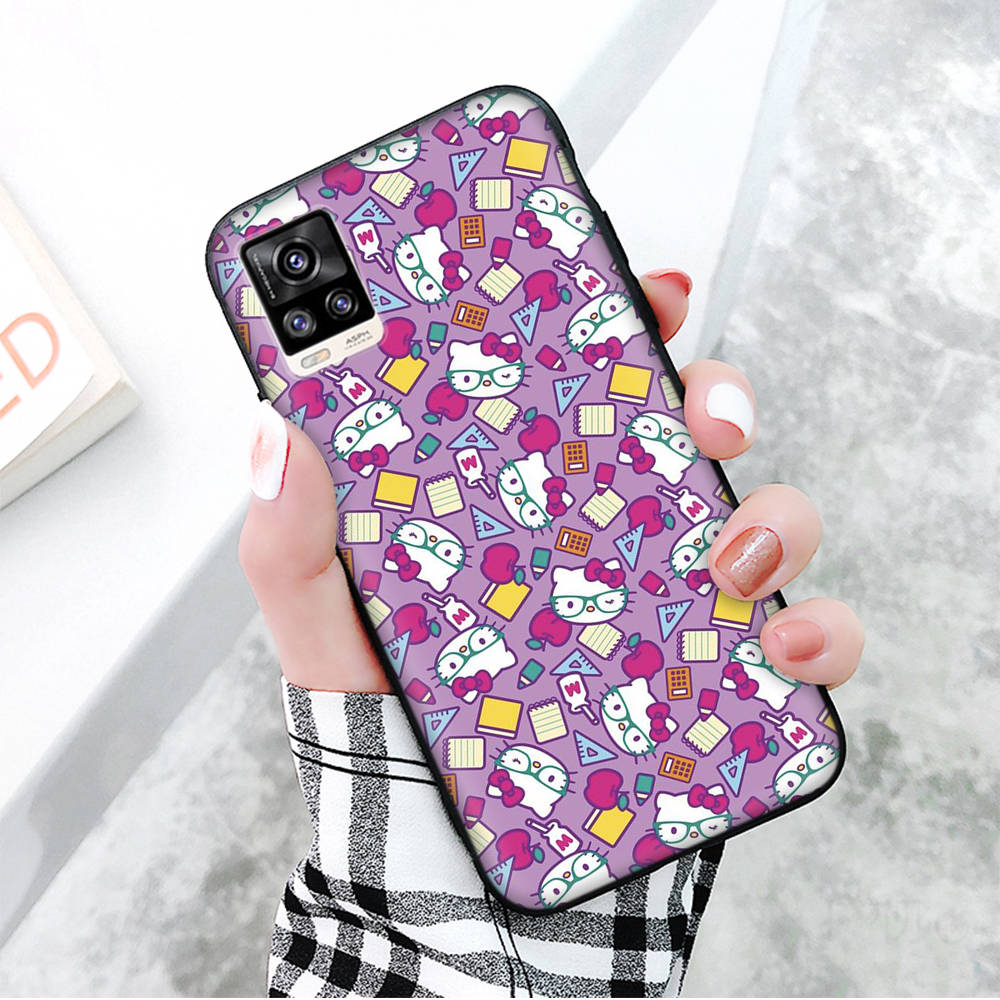 Чехол H-8 Lovely Hello Kitty Black Sofe для iPhone 16 15 Plus 14 13 Mini 12 11 Pro 8 6 6S SE 5 XR XS Max Realme C30 C33 C32 9I VIVO V29 V27 V23 Y36