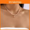 Heart Shaped Pearl Pendant Necklace With Alloy Water Crystal For Summer Fashion