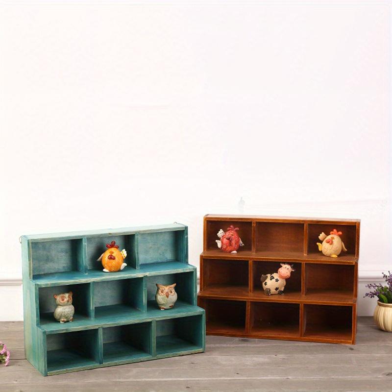 1 шт., красная/синяя, 9-секционная, винтажная деревянная настенная стойка для хранения, настольная, высококачественная стойка для демонстрации ювелирных изделий и предметов коллекционирования.