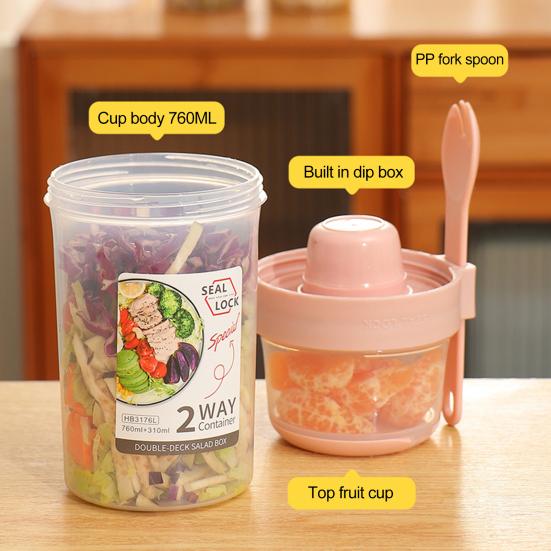 Convenient Sealing Multifunctional Transparent Breakfast Fresh-Salad Container Yogurt Cup for School Salad Cup