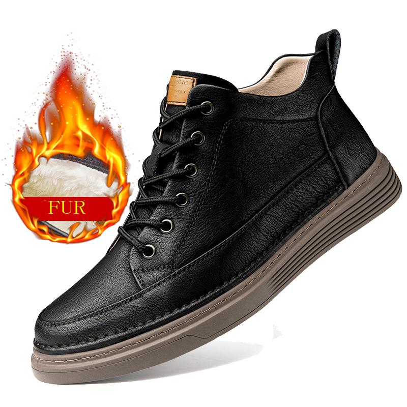 Модные весенние ботильоны, ботильоны, уличная кожа, высокое качество, обувь с высокой талией, спортивная толстая подошва, мужские ботинки, эластичный ремешок, повседневная обувь