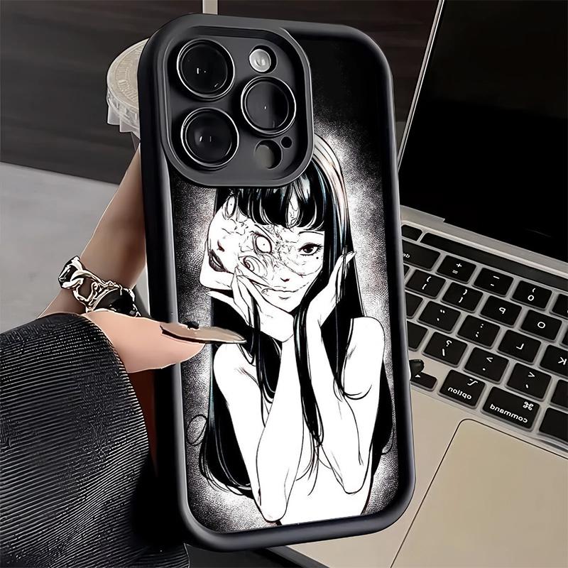 Чехол для телефона iPhone 17 Air 16E 15 16 Pro Max Японский Хоррор Аниме Чехол 14 Plus 13 12 Mini Мягкий Силиконовый Fundas