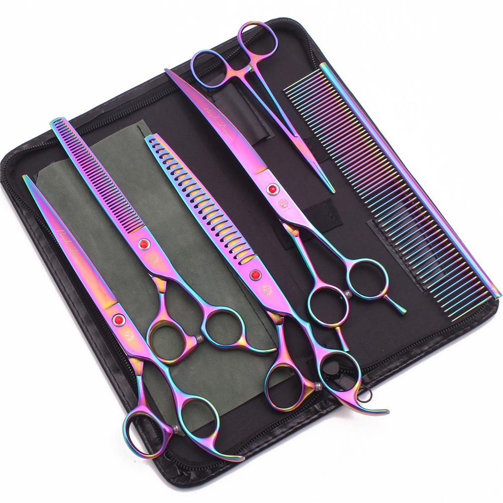 Фиолетовый дракон, 8 дюймов, ножницы для ухода за собаками, филировочные ножницы, профессиональные ножницы для стрижки домашних животных, высокое качество