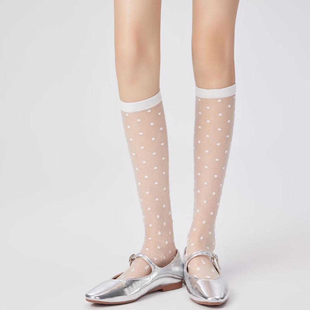 Transparent Knee Socks Ultra-thin Polka Dot Socks Sweet Japanese Fashion Socks Casual Outfit