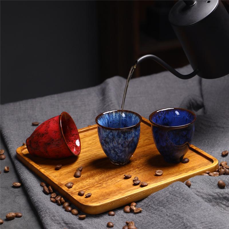 Ceramic Small Teacup Kiln-Changed Ceramic Cup Kung Fu Tea Cup Coarse Pottery Small Capacity Teacup Tea Cup Retro Master Cup