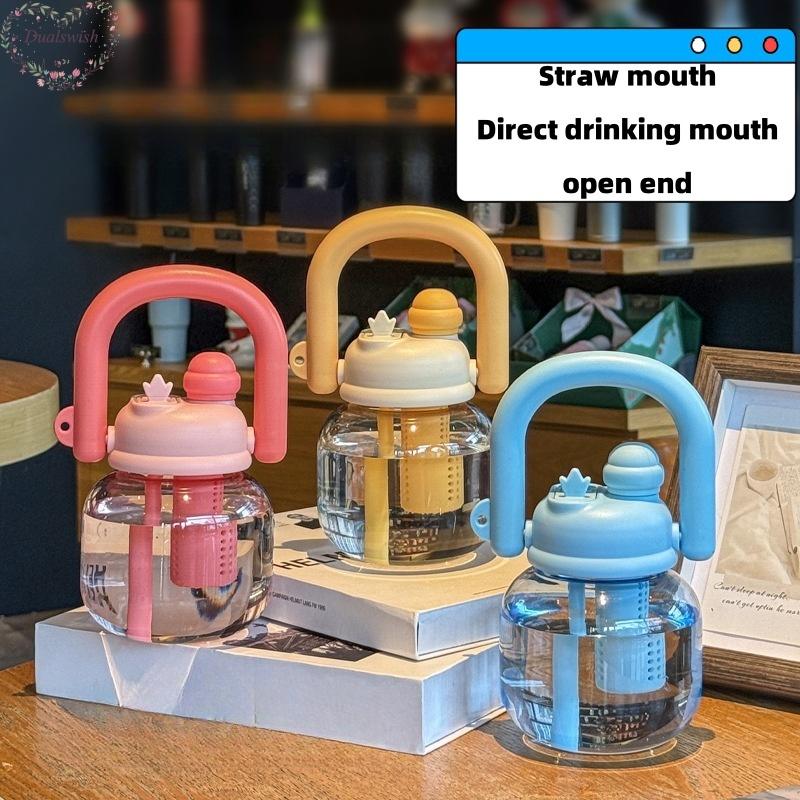 850 мл Пищевой Большой Емкости Портативная Пластиковая Бутылка для Воды Детские Студенческие Бутылки для Воды Бутылка с Соломинкой Бутылка Большой Живот Носится в Руке
