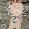 Forest Spirit Tree Branch Necklace With Moonstone And Silver Leaf Pendant For Women