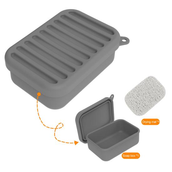 Leak-Proof Silicone Travel Soap Case with Drainage Lid Compact Design Portable Bar Soap Container Soap Holder