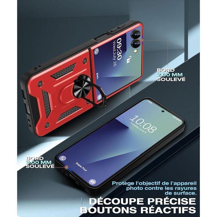 Protective Case - BOOLING - for Samsung Galaxy Z Flip 7 - Rigid Shockproof - Red - 2 Tempered Glass