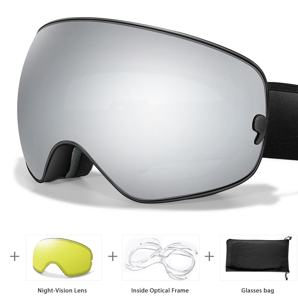 Классические горнолыжные очки, двухслойные, противотуманные, большие горнолыжные очки, UV400, маска для сноуборда, для мужчин и женщин, для зимних видов спорта, очки для сноуборда