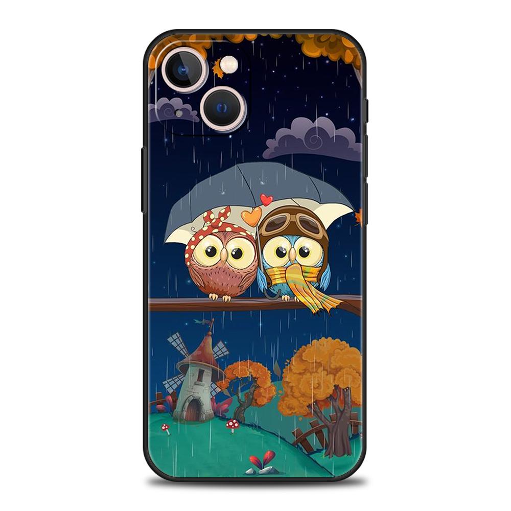 Милый мультяшный чехол-накладка с совой для iPhone 15 14 13 12 11 Pro Max X XR 8 7 Plus SE 2020 X XS Max Ударопрочный мягкий чехол Fundas