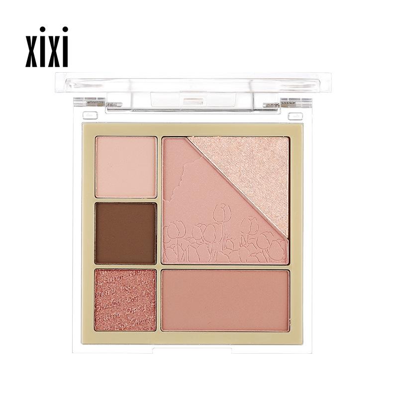 Xixi 6-в-1 Изысканный диск теней для век Curcuma Diary с перламутровым мерцанием, матовая водостойкая сексуальная палитра теней для век