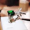 Fashion Hummingbird Ring for Women's Green Zircon Hummingbird Ring Jewelry Party Jewelry Wedding Bridal Ring High Quality Anniversary Gift
