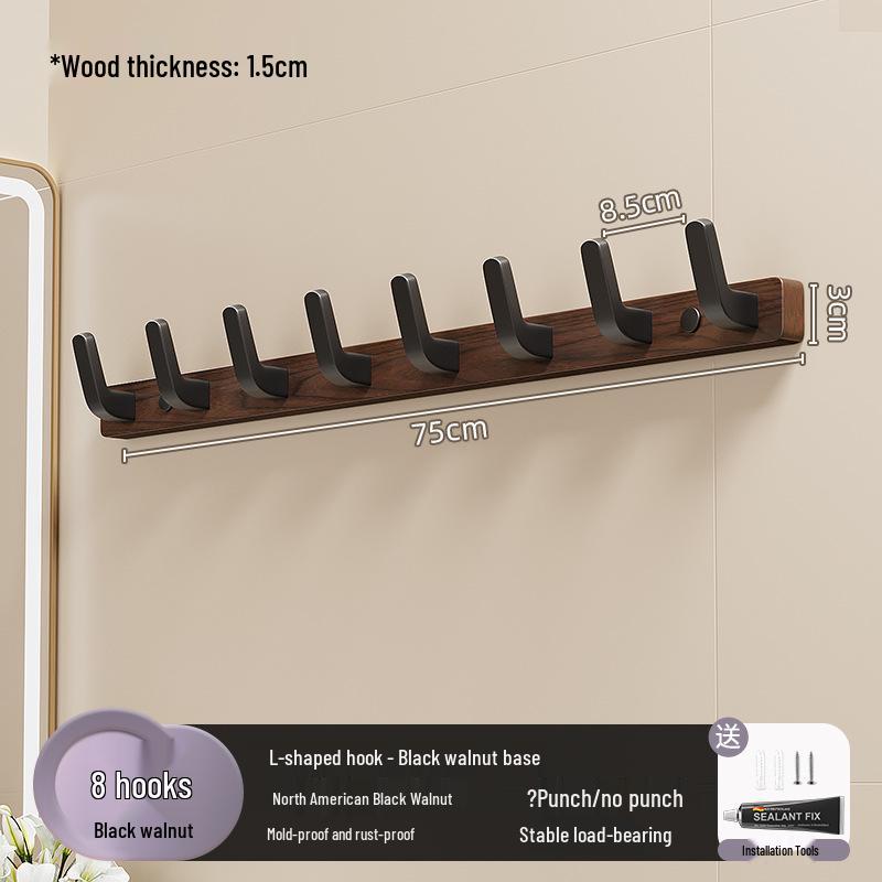 Настенный крючок из орехового дерева для полотенец и одежды, не требует сверления