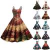 Women's Casual Fashion Christmas Print Sexy Off Shoulder Punk Retro Dress Retro Dress