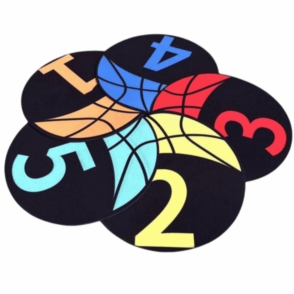 6PCS Rubber Basketball Spot Marker Anti-Slip Numbered Practice Mats Basketball Dribbling