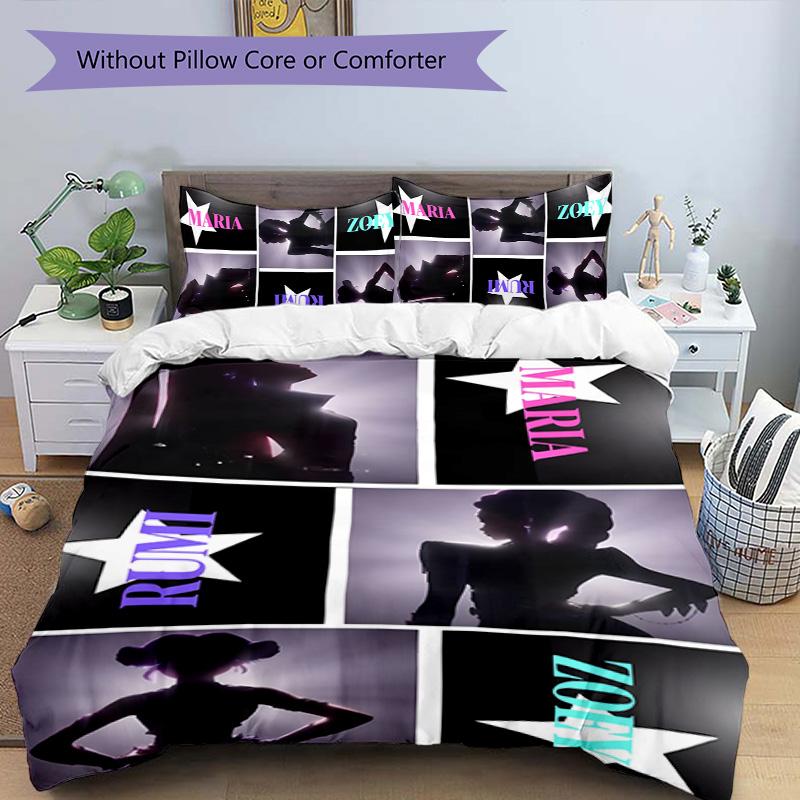 KPOP Hunter 3pcs Bedding Set Duvet Cover Closure Includes 1 Duvet Cover & 2 Pillowcases for All Seasons Bedroom Home Dorm Decor