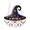 Halloween Colorful Bat Hanging Decoration Stained Glass 2D Flat Acrylic Witch Hat Suncatcher Indoor Outdoor Wall Window Hanging Sign Ornament