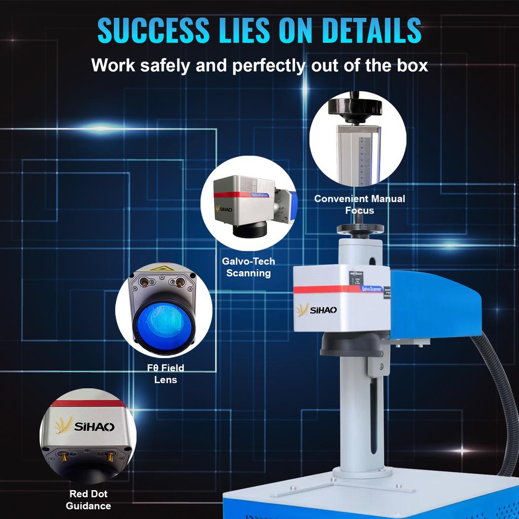 SIHAO Fiber Laser Marking Machine 20W 30W 50W Engraving Cutter