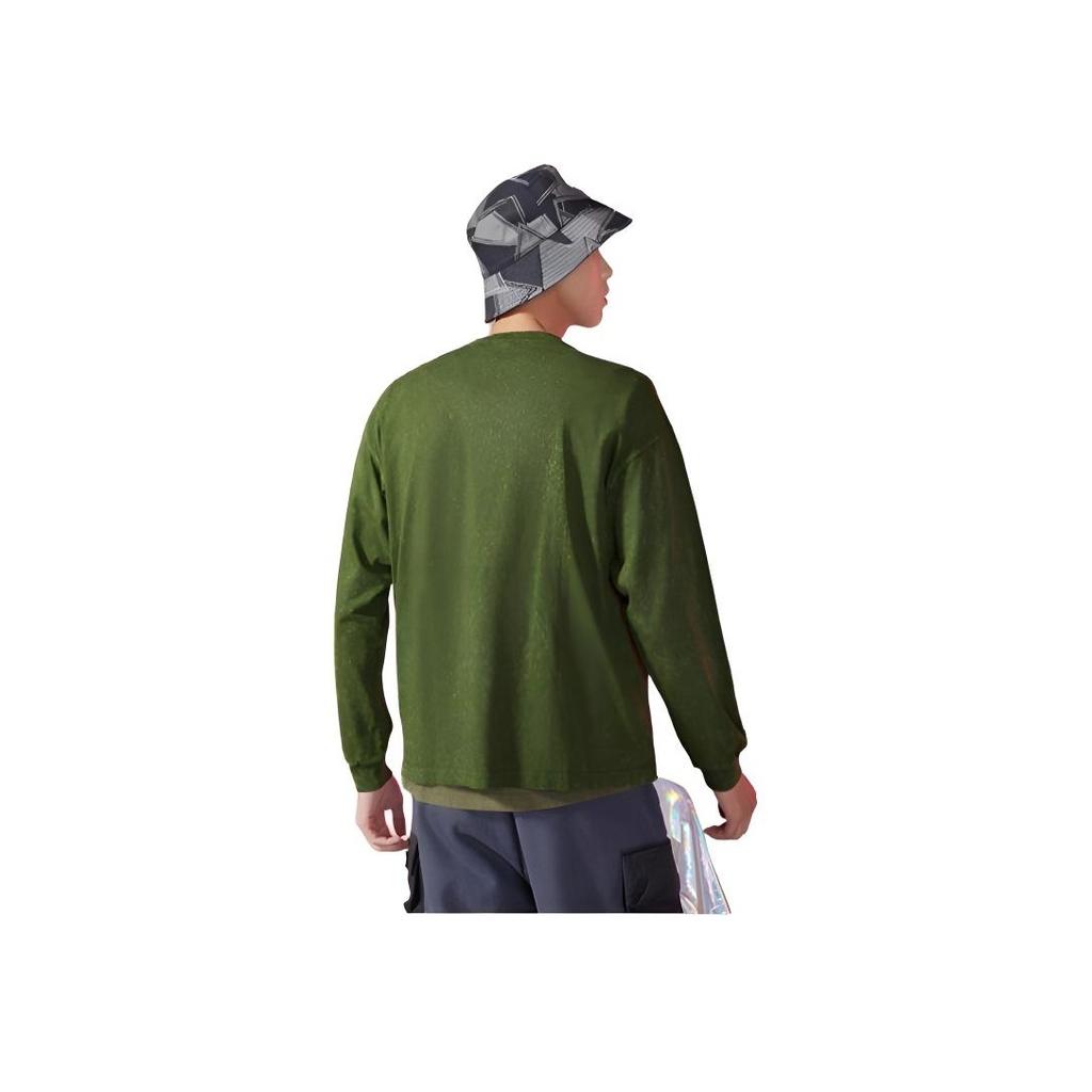 Li Ning Embroidered Text Loose Fit Round Neck Long Sleeve T-Shirt Men Tops Moss-Green AHSR921-3