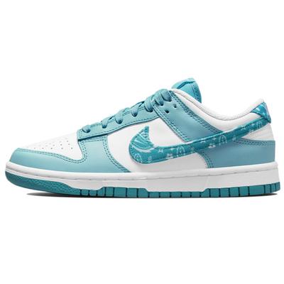 Dunk Low ESS Синий Пейсли Холст Кожа Цветок Кешью Нескользящие Износостойкие Низкие Кеды для Скейтборда для Женщин Белый и Синий