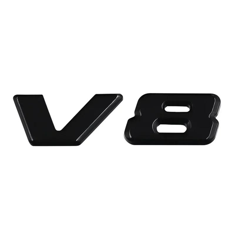 FCUI6 3D Chrome Black V8 Logo Letters Car Fender Emblem Badge Sticker For Mercedes Benz AMG GL ML SL 500 220 C63 S500 V8 Accessories