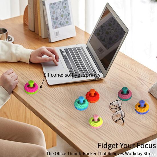 6Pcs/Set Stress Relief Thumb Rocker Toy Textured Rocker Press Squeeze Sensory Toy Concentration Aid Anxiety Relieving Fidget Toy