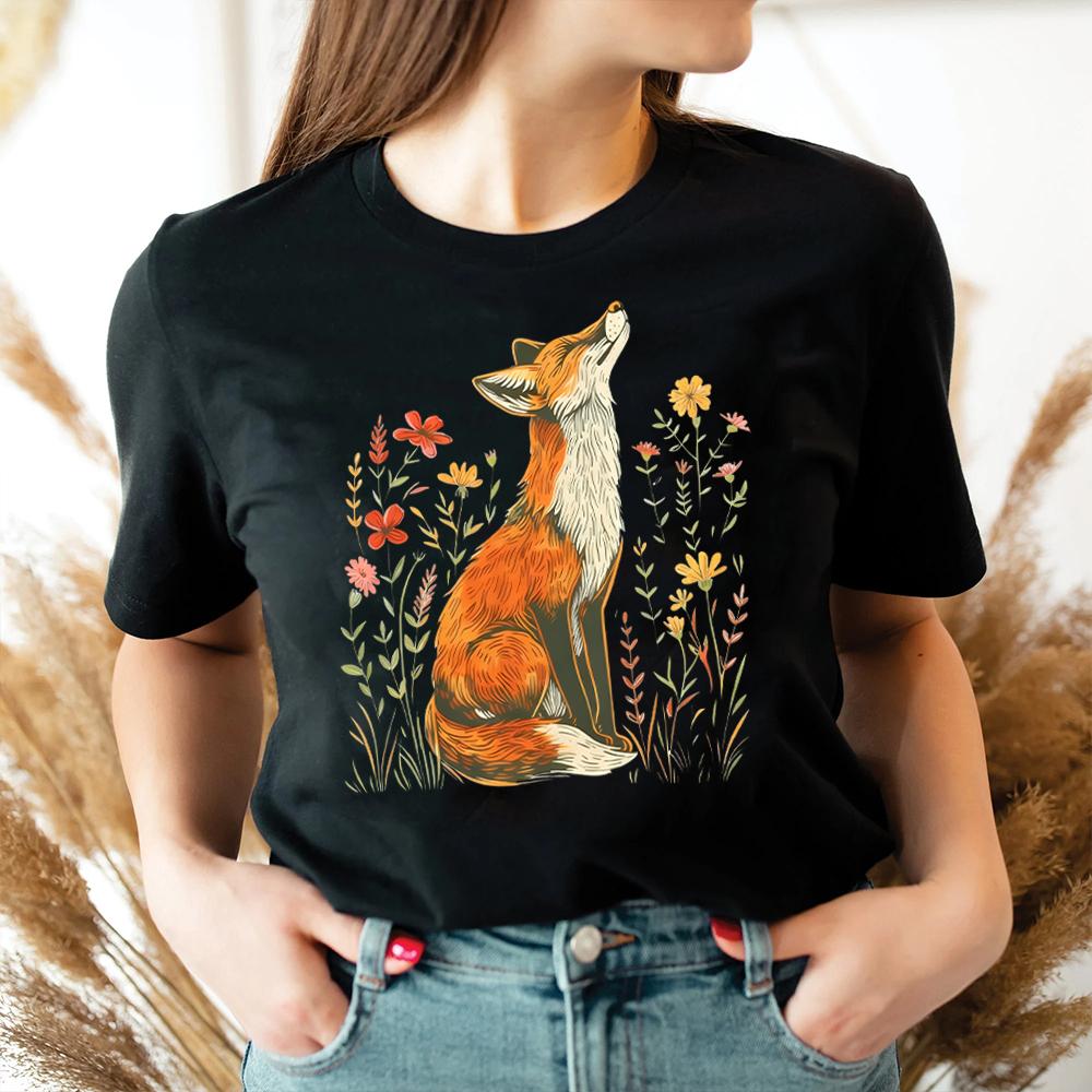 Винтажная рубашка с полевыми цветами и лисой Comfort Shirts Light Academia Cottagecore Forestcore причудливая рубашка повседневная повседневный топ Y2K уличная одежда