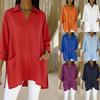 Весна 2026 Европейская и Американская Женская Мода Однотонная Рубашка с Карманным Воротником Свободный Топ