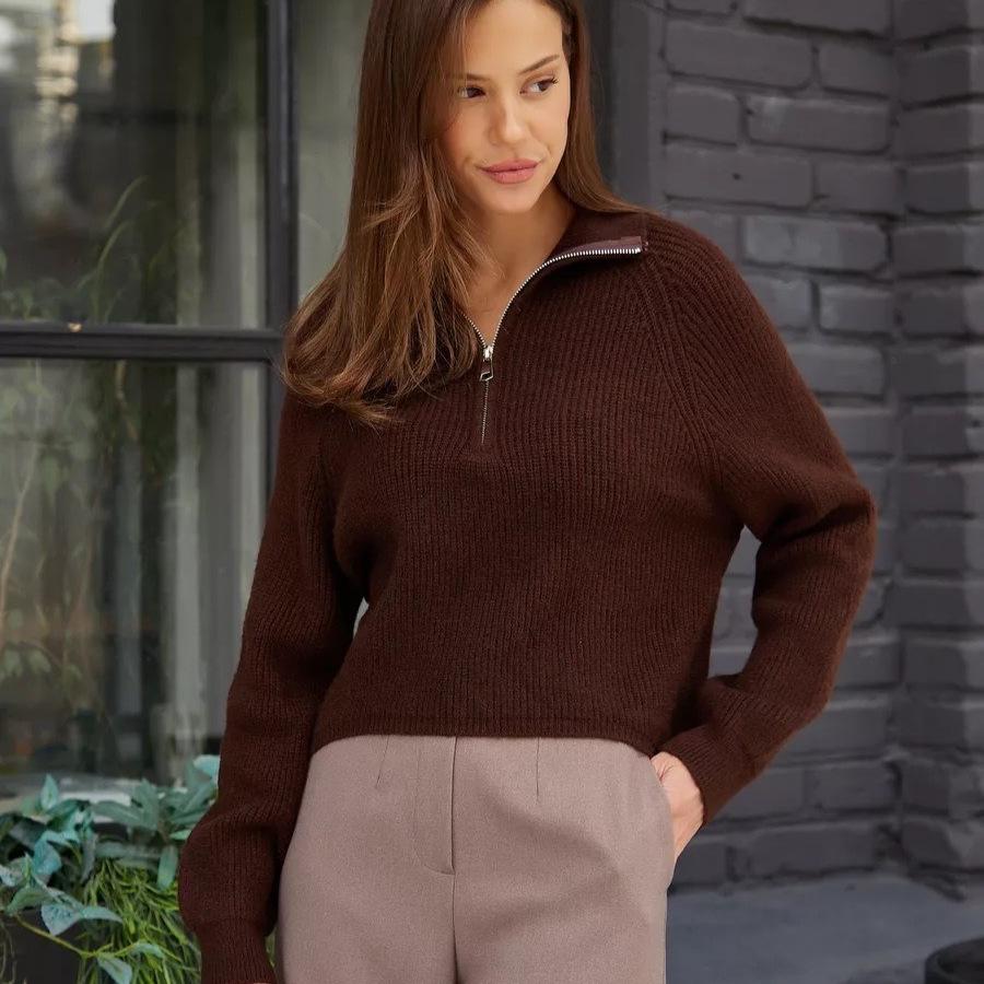 Элегантная женская полувысокая горловина ленивый ветер свитер куртка женская ранняя осень весна осень дизайн чувство вязаные топы снаружи удобные и универсальные