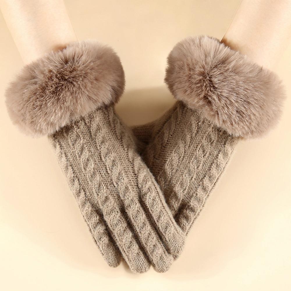 Windproof Knitted Gloves Warm Outdoor Sports Gloves Fashion Cycling Gloves  for Women