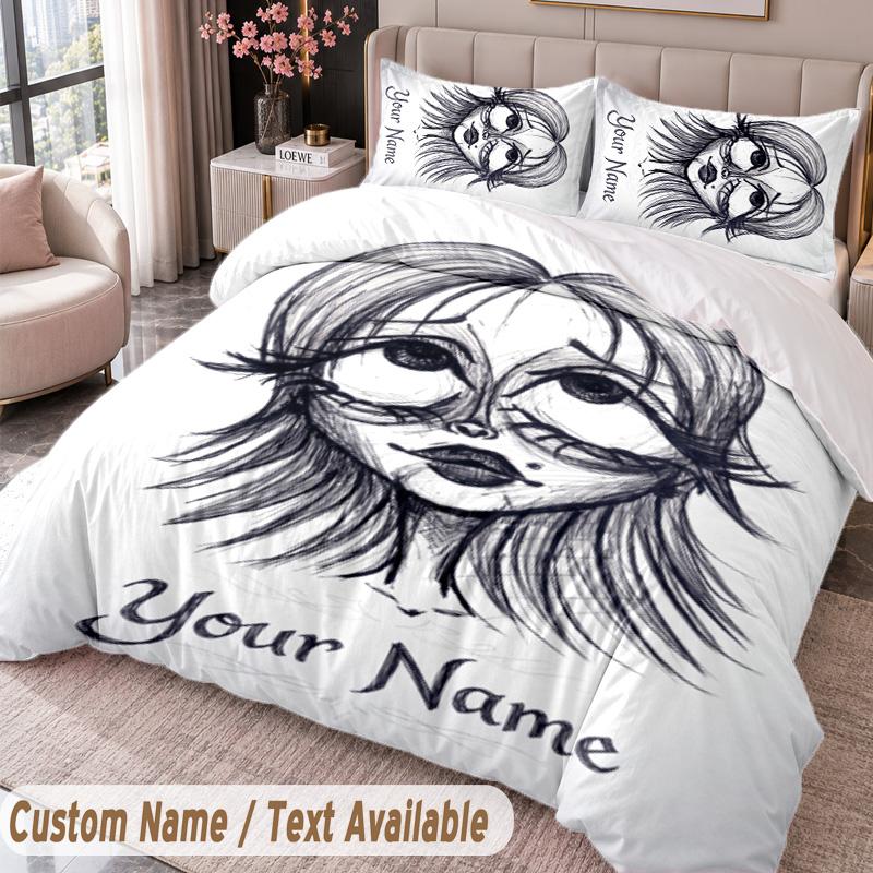 Custom Name Text 3Pcs Bedding Set Edward Scissorhands Duvet Cover And Two Pillowcases